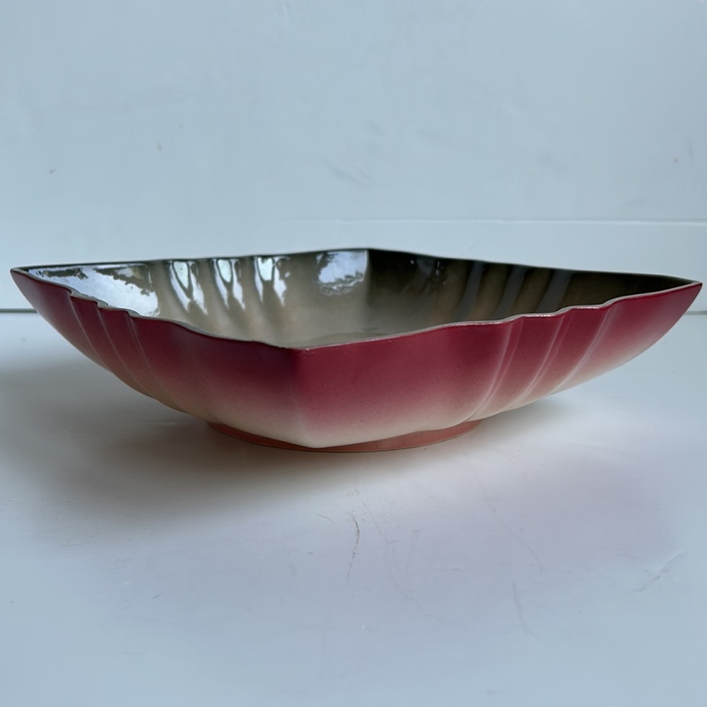 Vintage MCM Los Angeles Pottery 101 ombre pink and black platter dish pottery